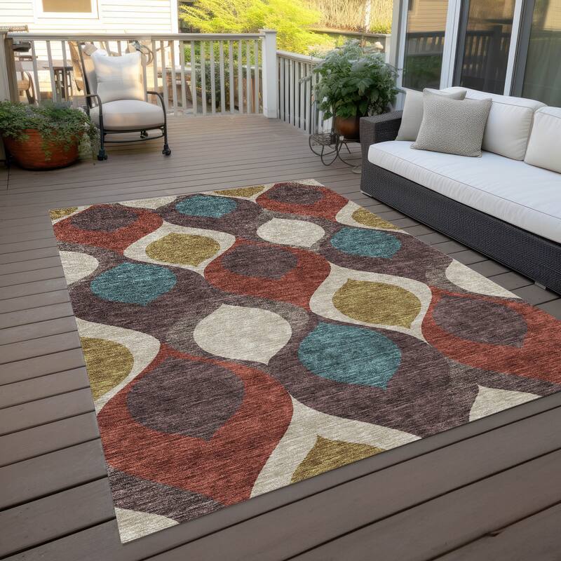 Machine Washable Indoor/ Outdoor Chantille Contemporary Geo Rug