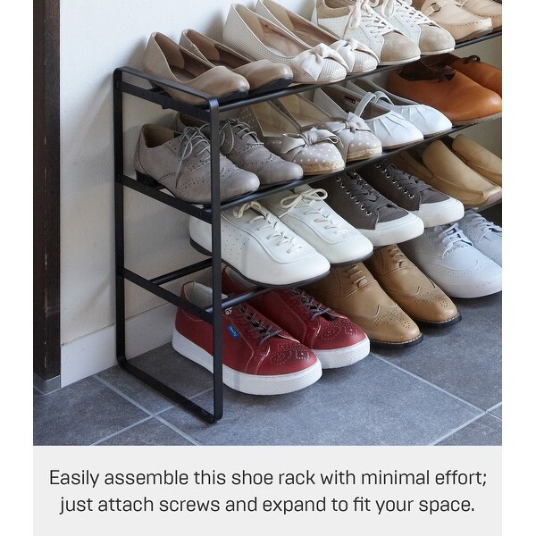 Yamazaki Home 3-Tier Expandable Shoe Rack, Steel, Expandable - L