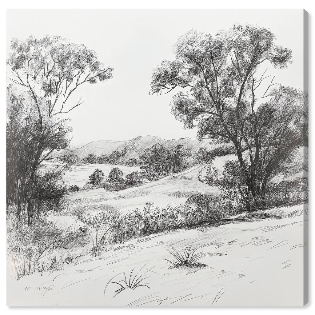 Charcoal Countryside Canvas by Art Remedy, Gallery Wrapped