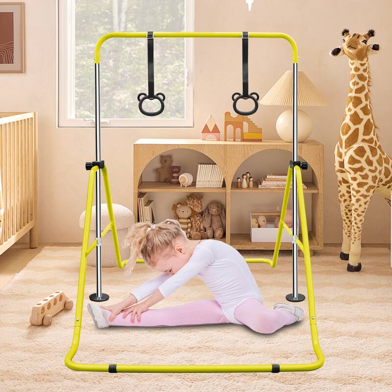 Roomfitters Multi-Functional Adjustable Height Horizontal Gymnastic Bar with Bear Rings