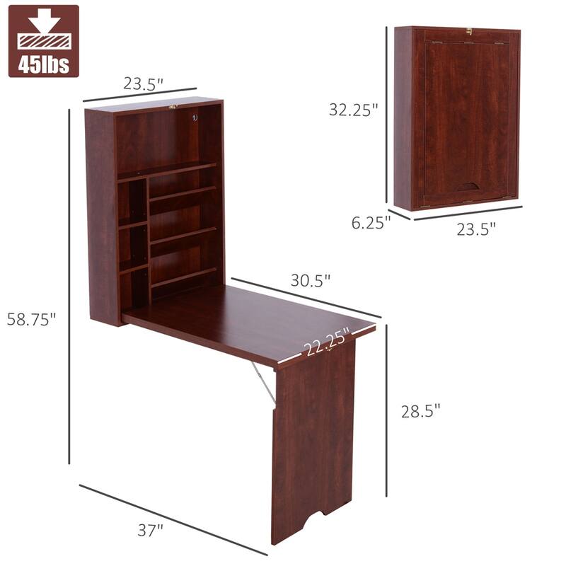 Wall Mounted Desk,Fold Convertible Desk,Multi-Function Computer Table