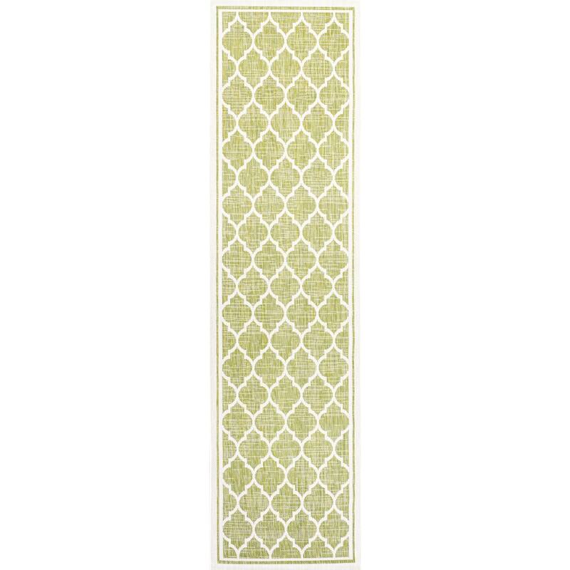 JONATHAN Y Zinnia Textured Weave Indoor/Outdoor Area Rug - 2 X 8 - Green/Cream