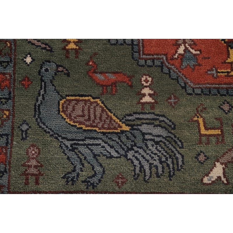 Traditional Orange Ziegler Area Rug Hand-Knotted Wool Carpet - 8'0"x 9'11"
