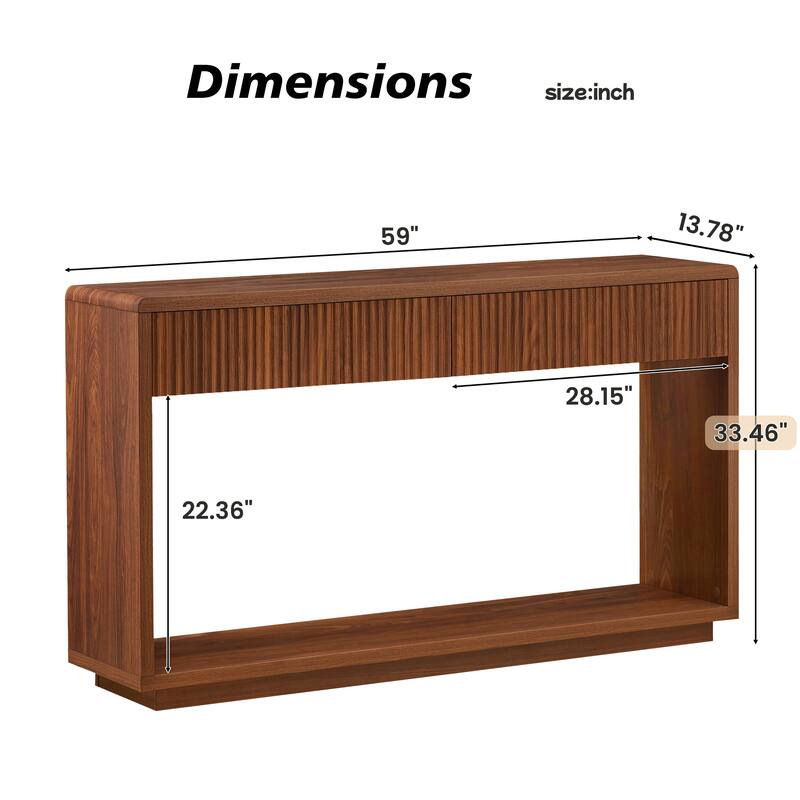 59 Inch Console Table with 2 Drawers, Medieval - Modern Entrance Table, Sofa Table for Behind Sofa, Hallway Table