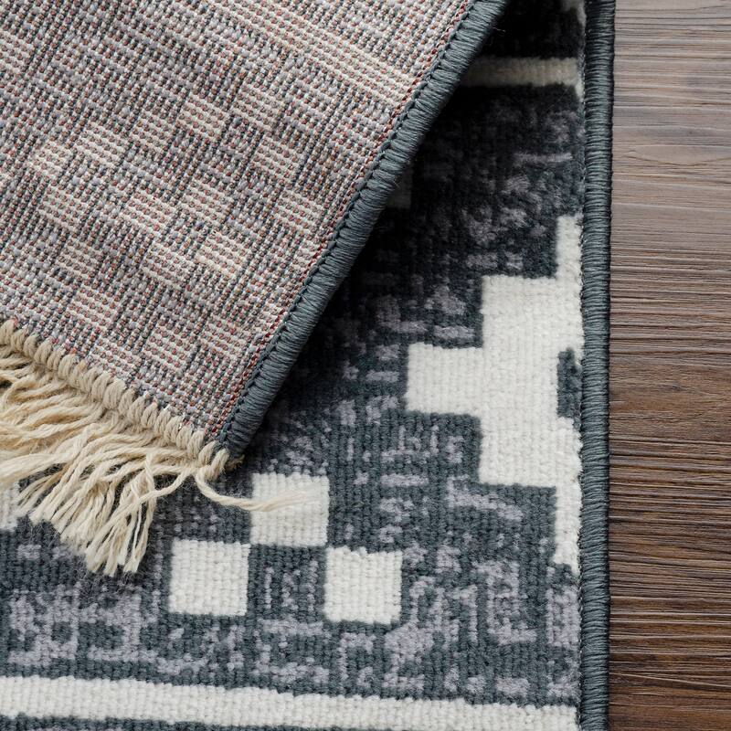 Superior Genaine Contemporary Geometric Fringe Indoor Runner or Area Rug