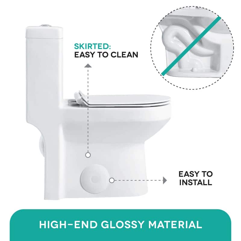 Fine Fixtures Dual-flush 1-piece Toilet 10-in. Rough-in w/ Seat