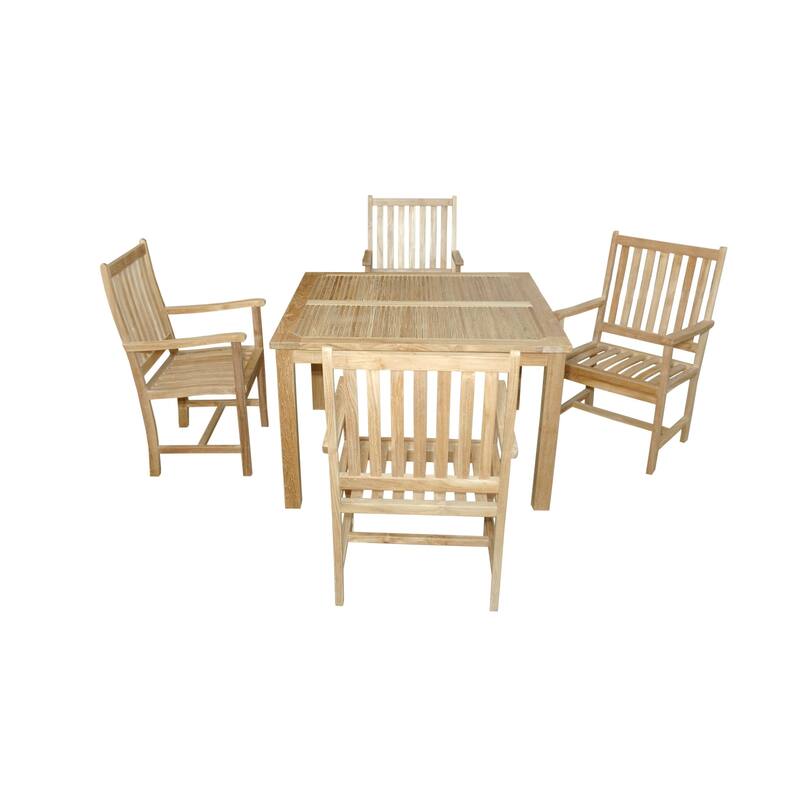 Outdoor Dining Set 5 Piece Teak Patio Table Set Weather Resistant
