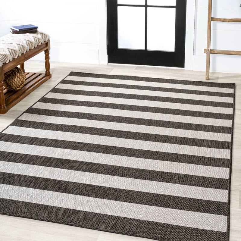 JONATHAN Y Vinales Two-Tone Wide Stripe Indoor/Outdoor Area Rug