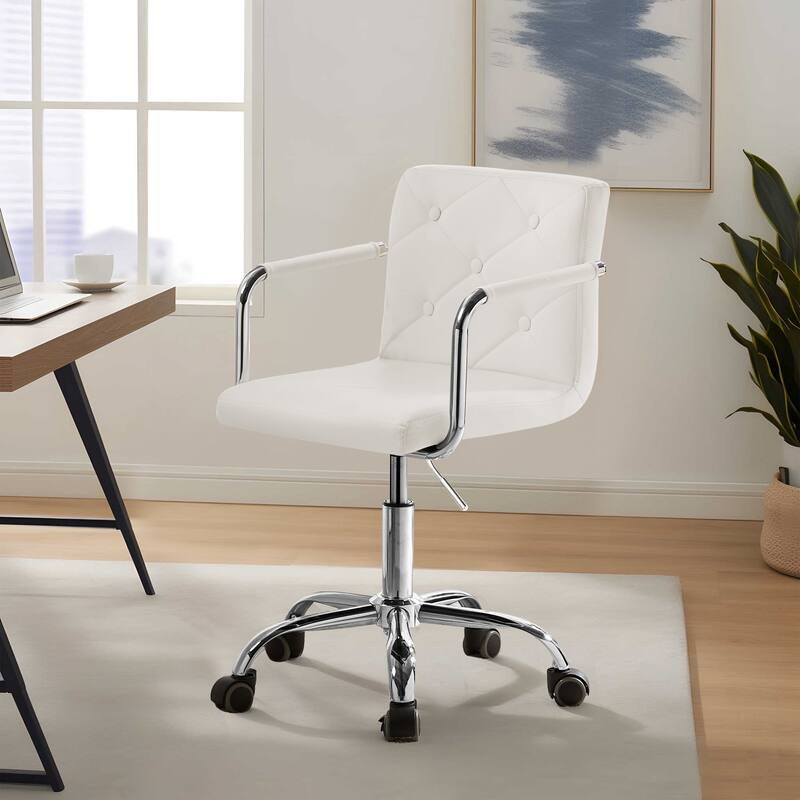Home Office Desk Chairs 360 Swivel Height-Adjustable Accent Chair - White