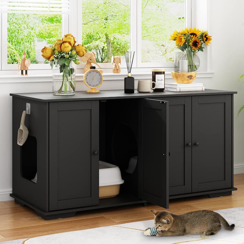 Elegant Dual-Cat Washroom Furniture Magnetic Door and Ventilation Hole