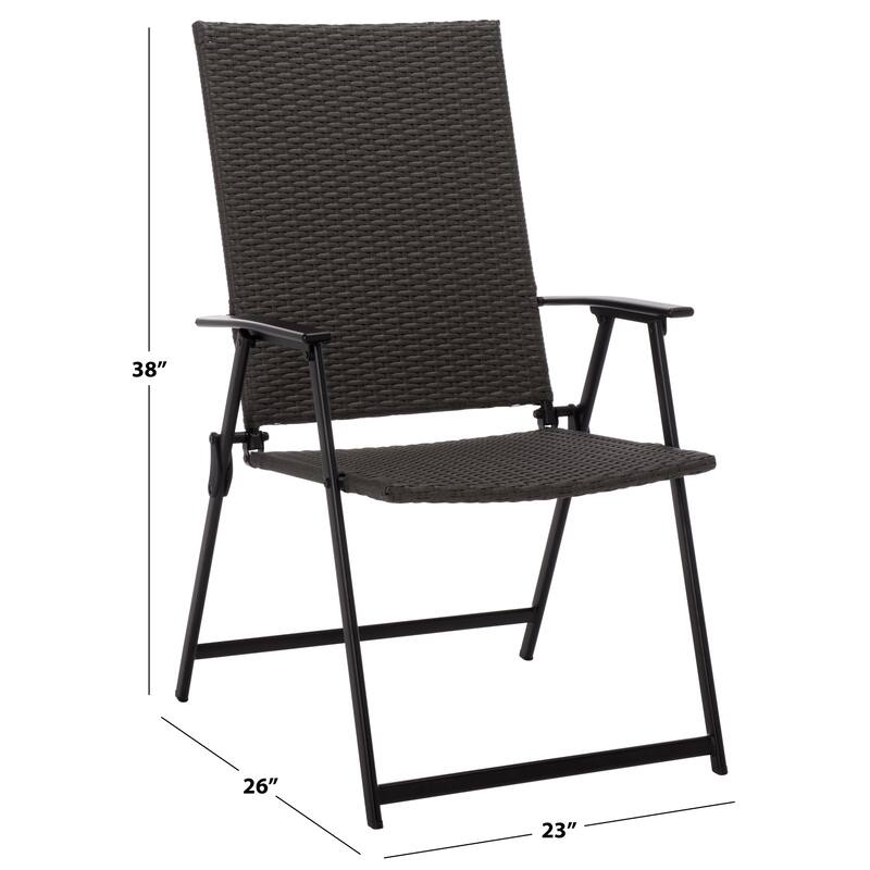 SAFAVIEH Outdoor Living Simon Folding Chair (Set of 2) - 23"W x 26"D x 38"H