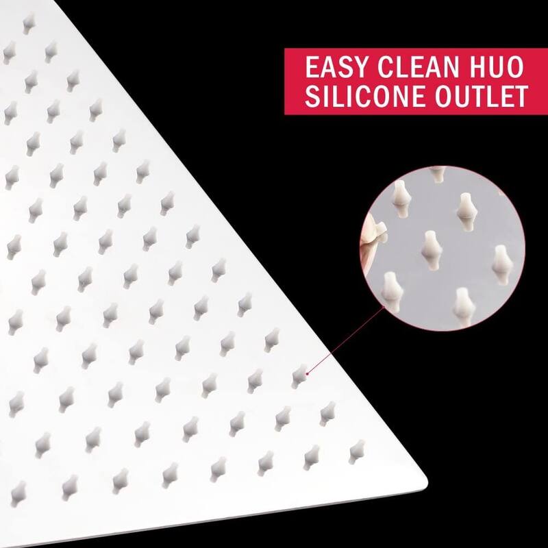 12-inch Polish Brushed Nickel Solid Square Ultrathin Rainfall Shower Head with Silicone Nozzle