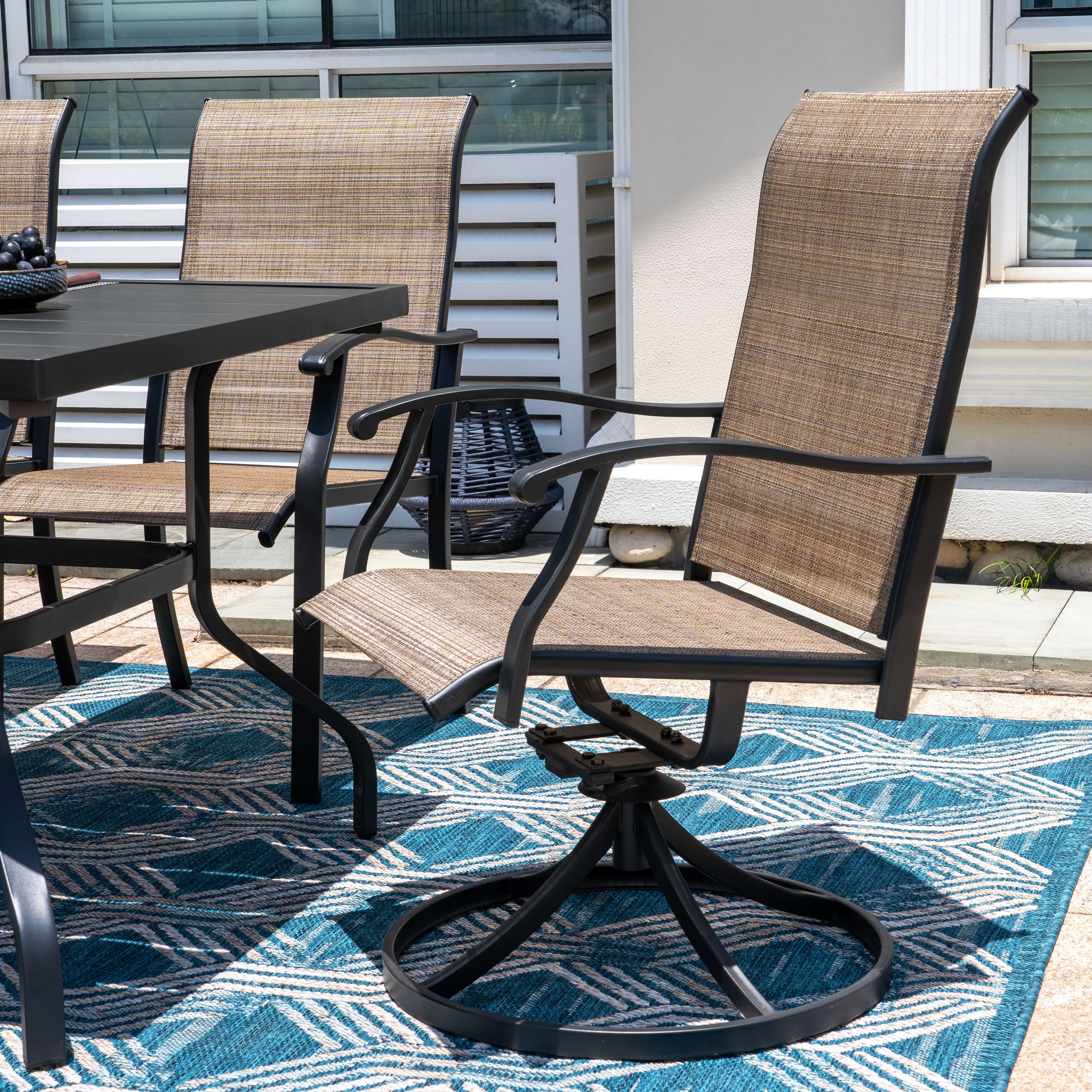 Nuu Garden Outdoor 7-Piece Dining Set, Textilene Fabric, Powder