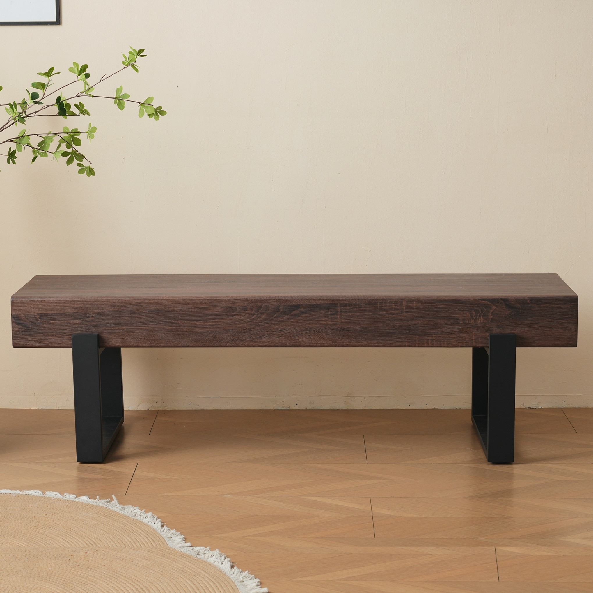 Wood Bench for Bedroom End of Bed, Farmhouse Indoor Kitchen Table Benches