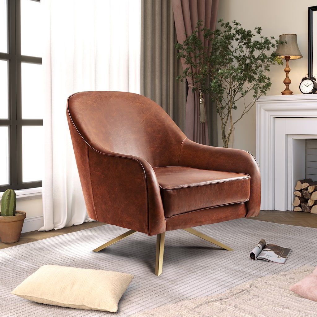 Swivel Club Chair PU Leather Leisure Upholstered Armchair