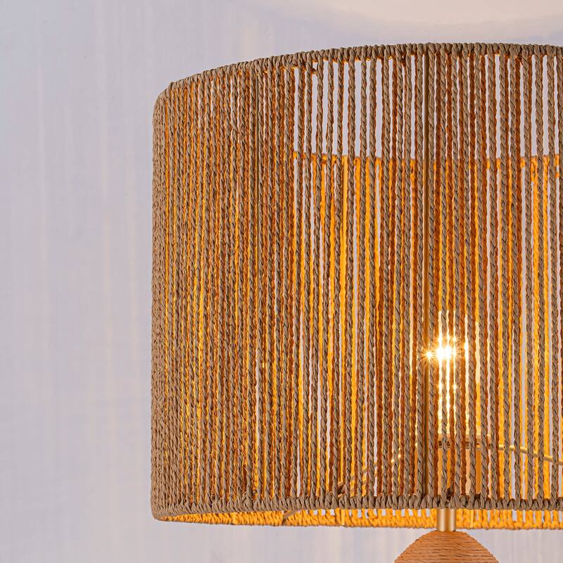 Brise 27" Rattan Table Lamp with USB 3-Way Touch Dimmer