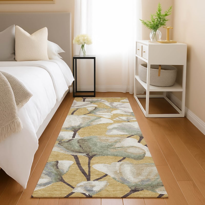 Machine Washable Indoor/ Outdoor Floral Love Chantille Rug