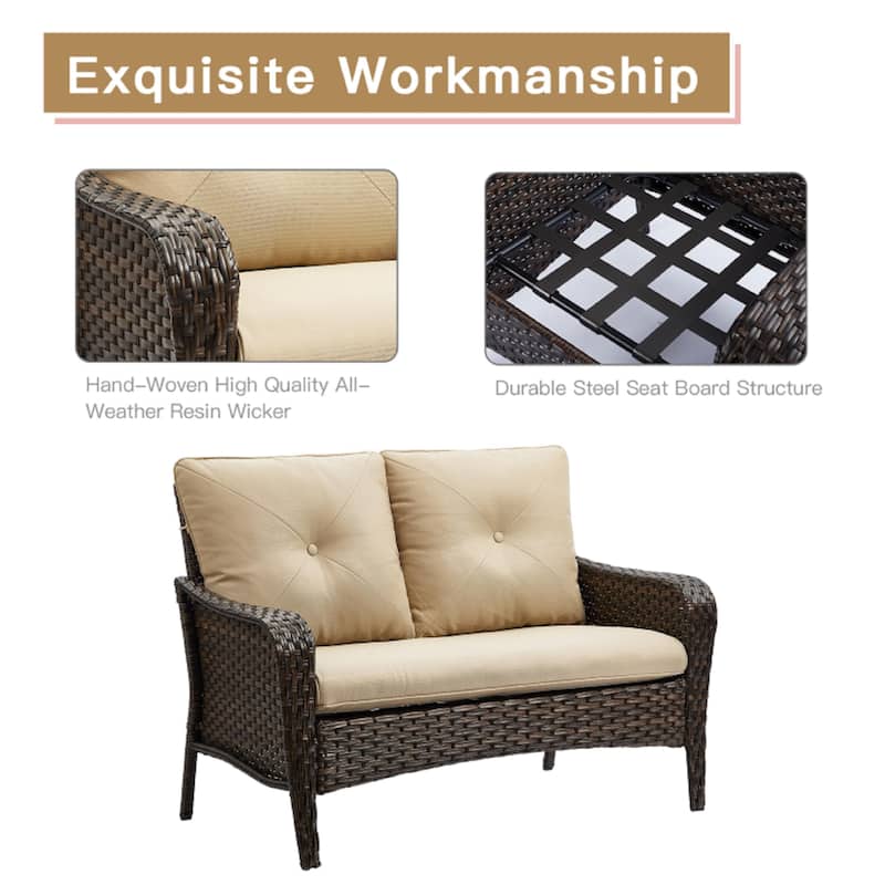Pocassy 4-Piece Patio Wicker Sofa Set with Cushions