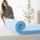 preview thumbnail 7 of 13, Priage by ZINUS 3 Inch Green Tea Cooling Gel Memory Foam Mattress Topper - Blue