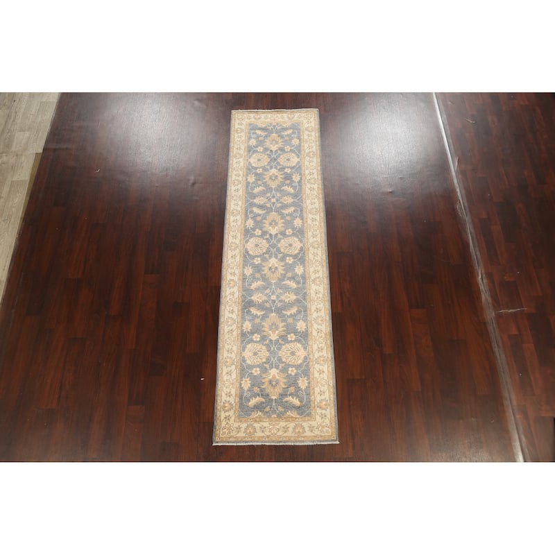 Vegetable Dye Floral Oriental Peshawar Chobi Runner Rug Hand-knotted - 2'8" x 9'8"