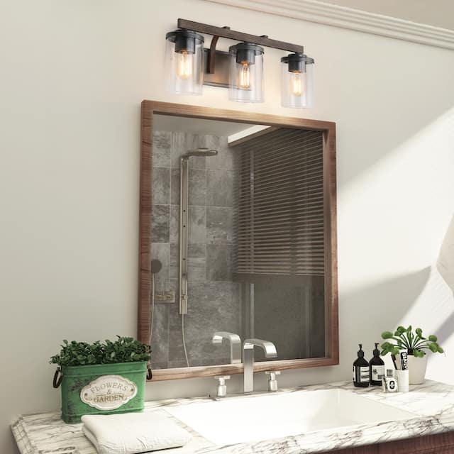 Farmhouse Cylinder Glass Vanity Lights Linear Wall Sconces