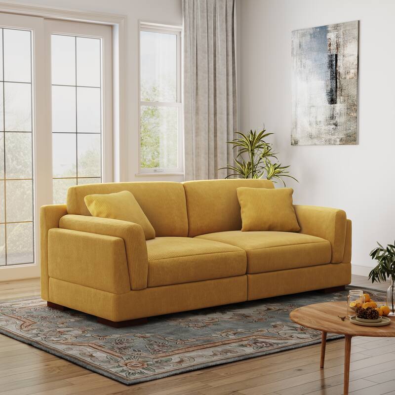 90.2"W Corduroy Upholstered Living Room Sofa