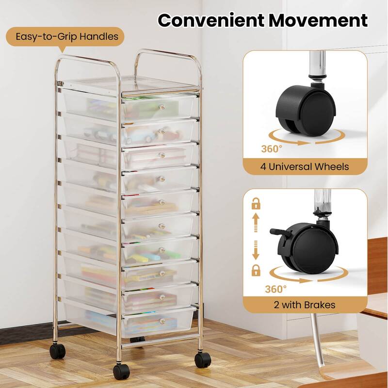 Costway Rolling Storage Cart with Chrome Plated Metal Frame & Lockable - See Details