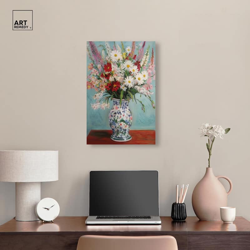 Flowers on a Table Canvas by Art Remedy, Gallery Wrapped