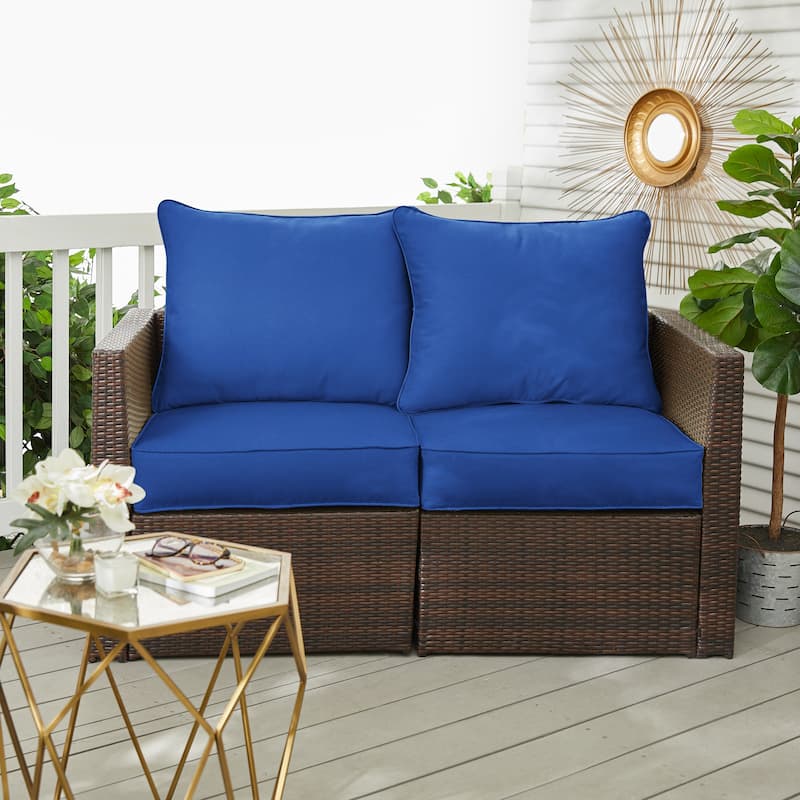 Sorra Home Sunbrella Outdoor Loveseat Pillow and Cushion Set