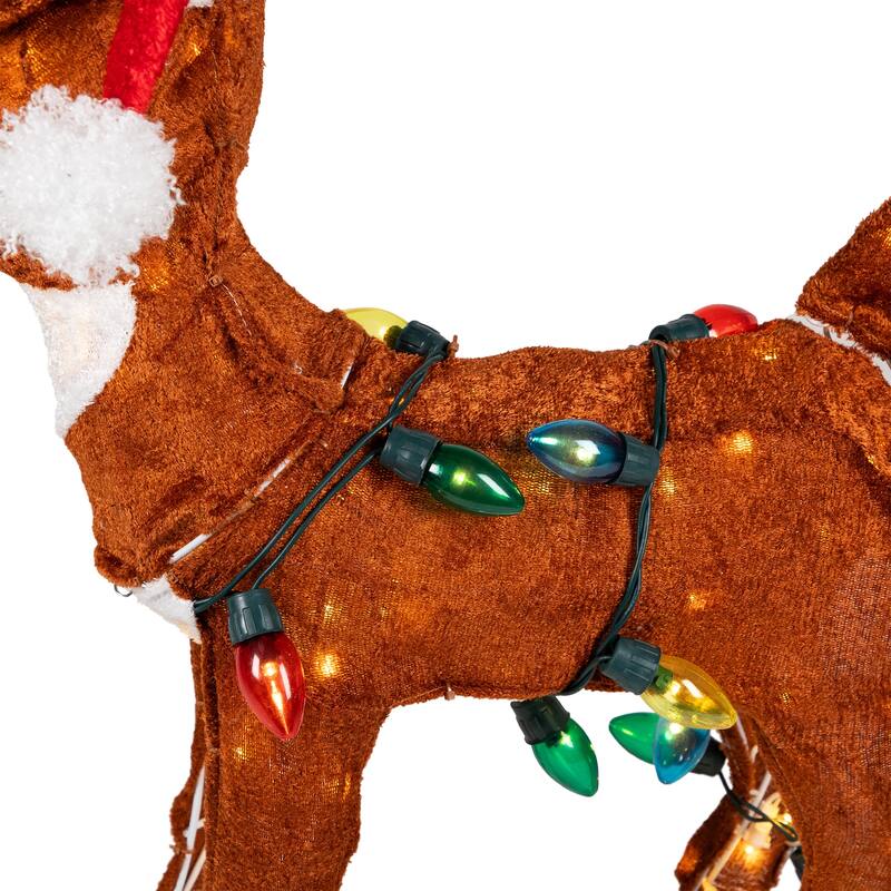 24" Lighted Rudolph String Lights Christmas Outdoor Yard Decoration - Brown