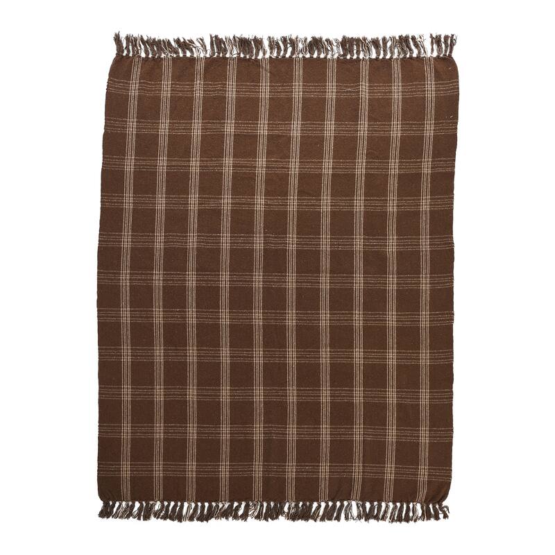 Recycled Cotton Blend Throw Blanket with Fringe