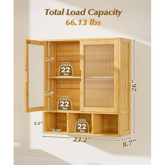 Bathroom Wall Cabinet with 2 Frosted Door