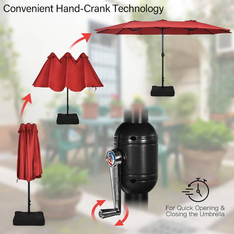 Gymax 15 ft Double-Sided Patio Twin Umbrella Extra-Large Market