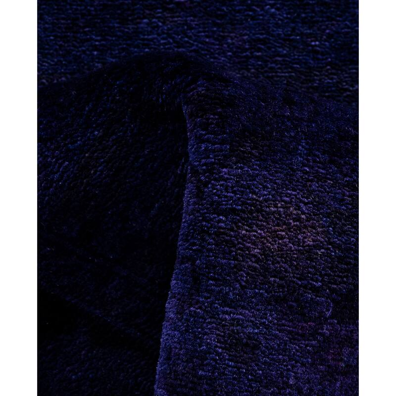 Overdyed One-of-a-Kind Hand-Knotted Area Rug - Purple - 2' 6" x 14' 1"