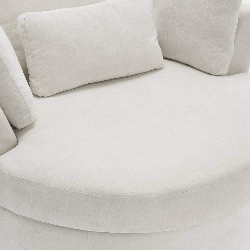 Set of 2 Upholstered Swivel Accent Barrel Chairs with Toss Pillows
