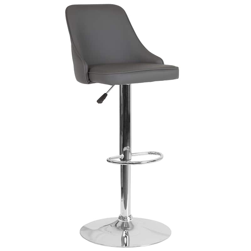 Modern Height-adjustable Chrome Barstool - 18"W x 19"D x 35.75" - 44.25"H - 18"W x 19"D x 35.75" - 44.25"H