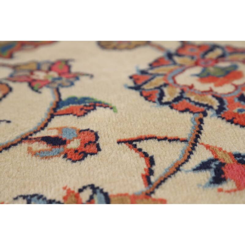 Hand Knotted Oriental 100% Wool Carpet Traditional All-Over Beige & Ivories Sarouk Area Rug - 9' 10'' X 6' 7''