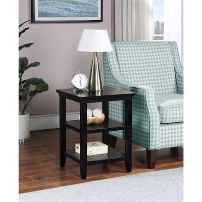 End Table with Lower and Middle Shelf, Simple Transitional Rubberwood Side Table for Display, Storage and Living Room Use - 18
