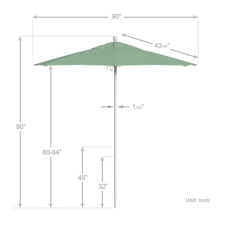 California Umbrella 7.5' Venture Series Patio Umbrella, White Aluminum Pole Fiberglass Ribs Push Lift, Pacifica Pacific Blue