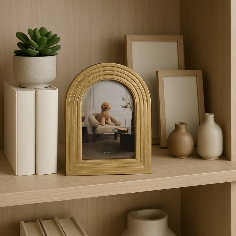 Gold 4x6 in. Polyresin Dome Arches Boho Photo Frame