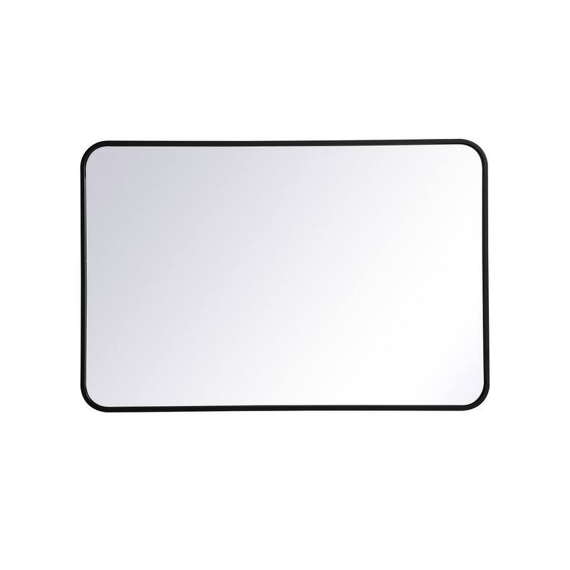 Ezra Soft Corner Metal Rectangular Mirror - 24" x 36" - Black