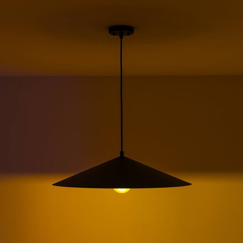 Black Gold 1-light Minimalist Metal Oversized Shallow Cone Pendant