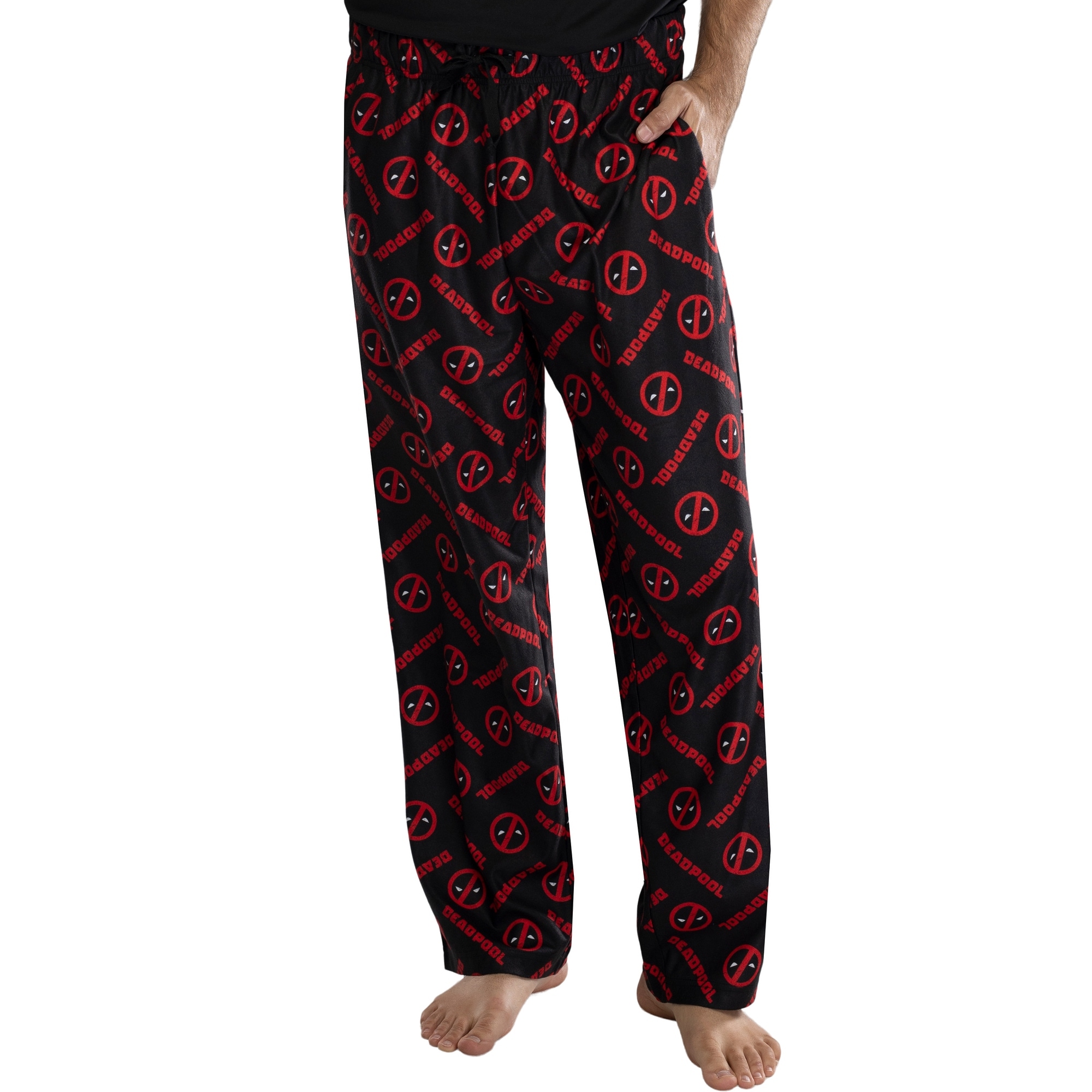 Shop Marvel Mens Deadpool Logo All Over Print Pajama Pants Overstock 31490068