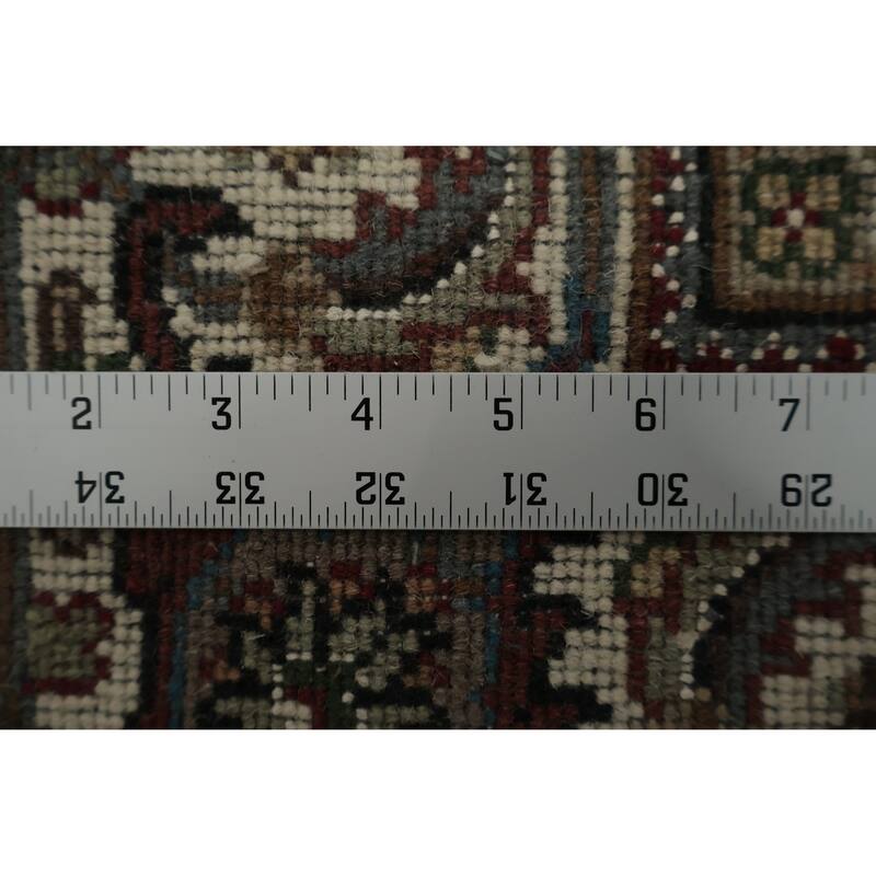 Hand Knotted Oriental 100% Wool Carpet Traditional Floral Navy Blue & Blues Tabriz Area Rug - 9' 4'' X 6' 0''