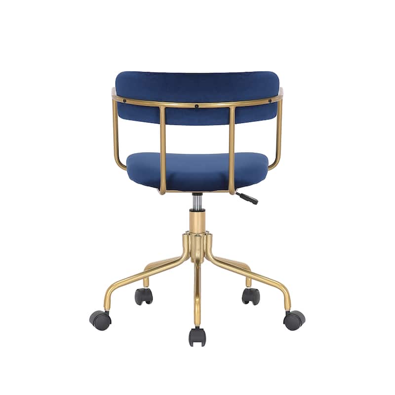 Porthos Home Fynn Office Chair, Velvet, Gold Chrome Frame and Legs