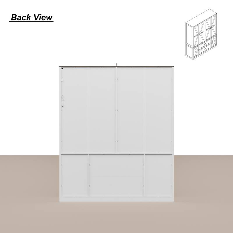 Wardrobe Closet with Glass Doors, 6 Cabinets, 2 Drawers & LED Hanging Rods Bedroom Armoire Storage Organizer