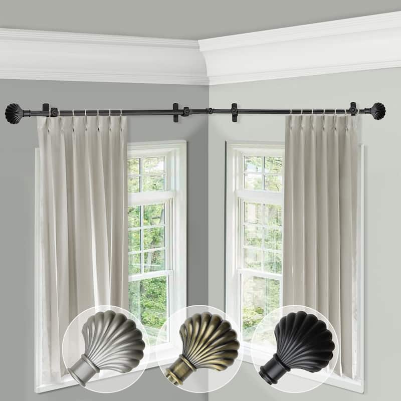 Corner Curtain Rod Adjustable 120-170" Black Modern Minimalism Window Rod - M