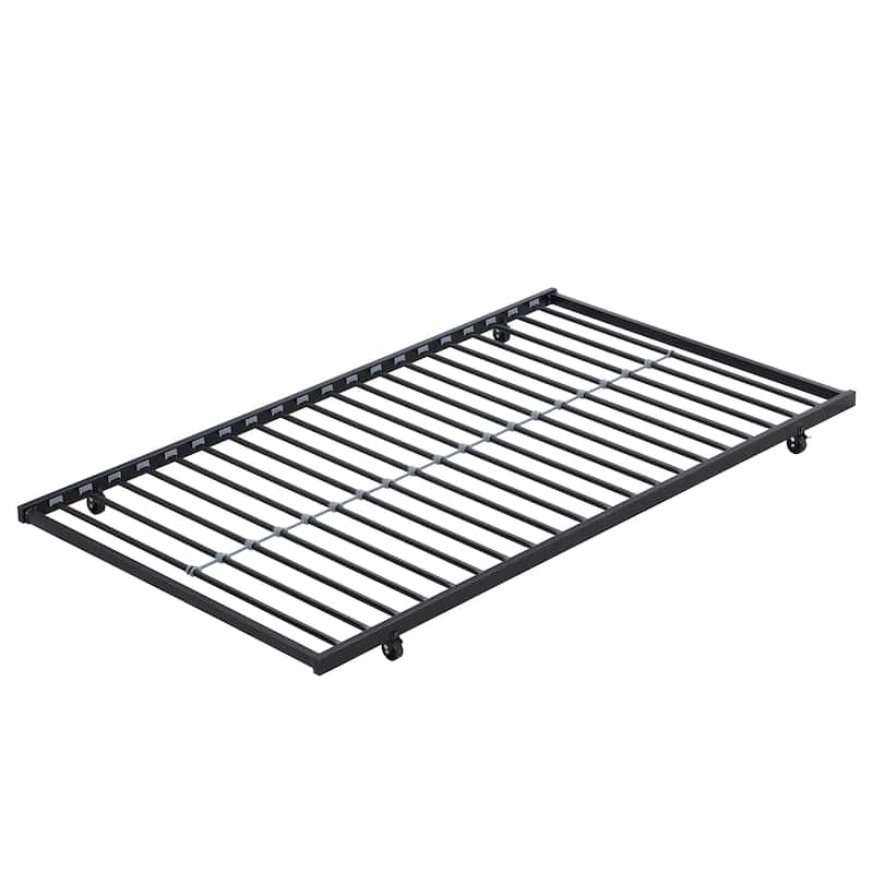 Twin Over Twin Metal Bunk Bed with trundle Black