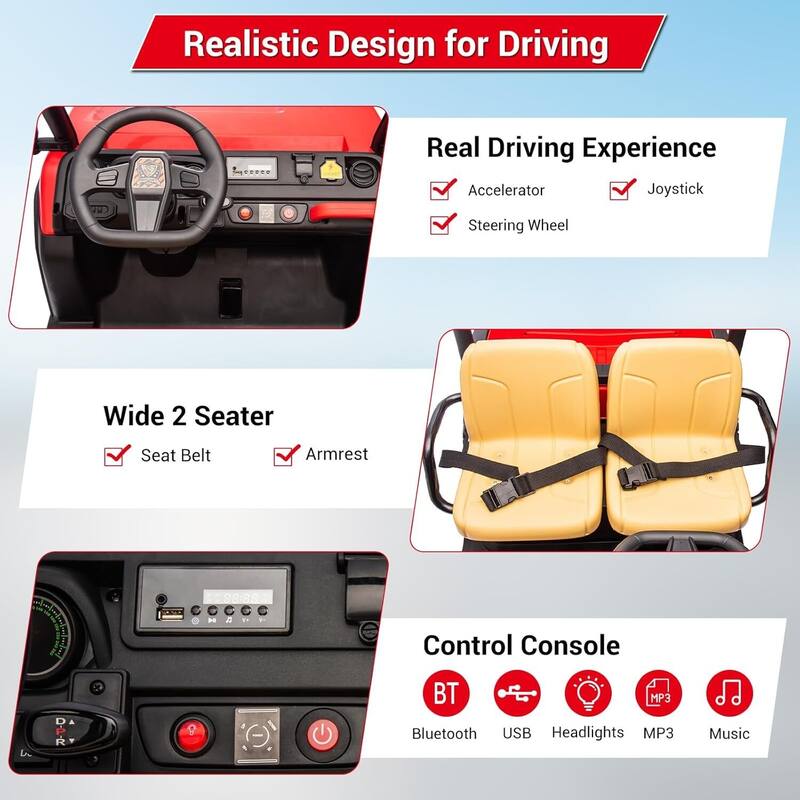 24V 2 Seater Ride On Dump Truck UTV Toy for Kids Best Gifts