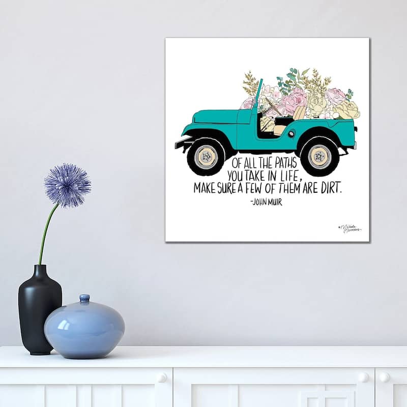 iCanvas "Floral Jeep" by Michele Norman Canvas Print - 18x18x1.5